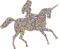 Chromatic Bejeweled Woman Riding Unicorn