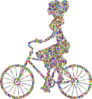 Chromatic Bejeweled Girl On Bike