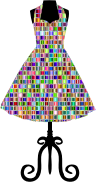 Chromatic Mosaic 1950s Vintage Dress