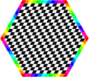 Rainbow Hexagon Ring with chessboard inside