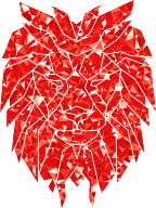 Ruby Polygonal Lion Face