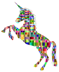 Chromatic Checkered Unicorn Silhouette