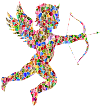 Vibrant Chromatic Tiled Martin74 Cupid Silhouette