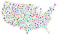 United States Map Prismatic Stars