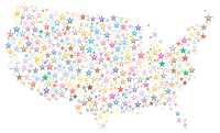 United States Map Prismatic Stars 3
