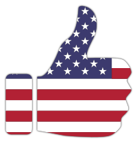 Thumbs Up American Flag With Drop Shadow