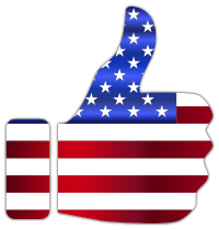 Thumbs Up American Flag Enhanced With Drop Shadow