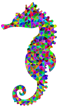Low Poly Prismatic Seahorse Silhouette 2