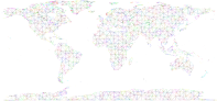 Prismatic World Map Polygonal Wireframe No Background