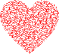 Peace Sign Heart Red
