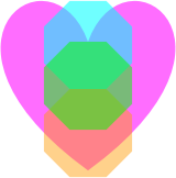 Transparent Magenta Loveheart Octagon Cyan Green Orange 