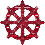 Vermillion Ornate Dharma Wheel