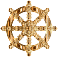 Polished Copper Ornate Dharma Wheel