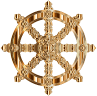 Polished Copper Ornate Dharma Wheel Variation 2
