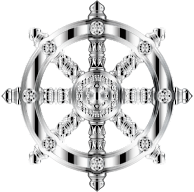 Mirrored Chrome Ornate Dharma Wheel 2