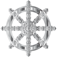 Chrome Ornate Dharma Wheel Variation 2