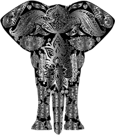 Metallic Floral Pattern Elephant