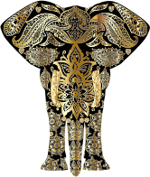 Gold Floral Pattern Elephant