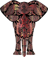 Bronze Floral Pattern Elephant