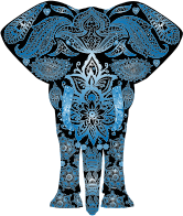 Blue Floral Pattern Elephant