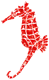 Ruby Stylized Seahorse Silhouette