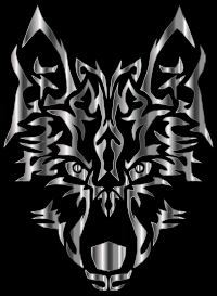 Steel Symmetric Tribal Wolf
