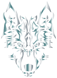 Silver Symmetric Tribal Wolf No Background