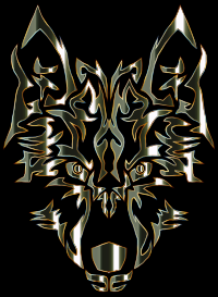 Polished Obsidian Symmetric Tribal Wolf