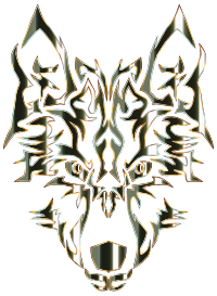 Polished Obsidian Symmetric Tribal Wolf No Background