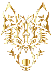Gold Symmetric Tribal Wolf No Background