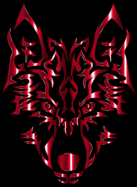 Crimson Symmetric Tribal Wolf