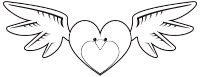 Heart Bird Line Art