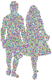 Prismatic Couple Holding Hands Silhouette