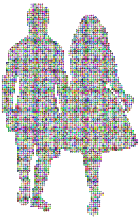 Prismatic Couple Holding Hands Silhouette 2