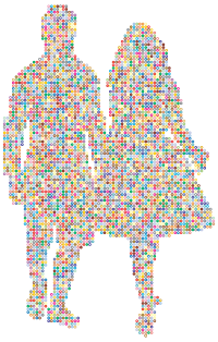 Prismatic Couple Holding Hands Silhouette 3