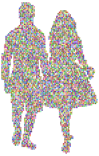 Prismatic Couple Holding Hands Silhouette 4