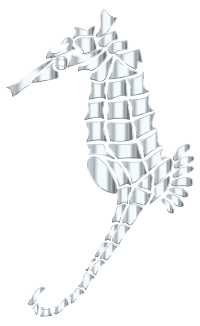 Silver Stylized Seahorse Silhouette No Background