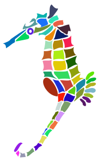 Prismatic Stylized Seahorse Silhouette