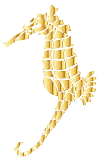 Gold Stylized Seahorse Silhouette No Background