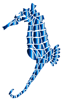 Cerulean Stylized Seahorse Silhouette No Background