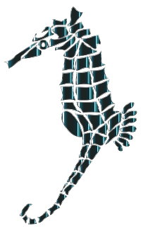 Bioluminescent Stylized Seahorse Silhouette No Background