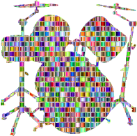 Chromatic Mosaic Drums Set Silhouette