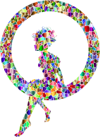 Polychromatic Tiled Fairy Sitting In A Circle Silhouette