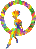 Low Poly Splash Of Color Fairy Sitting In A Circle Silhouette