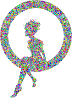 Low Poly High Detail Prismatic Fairy Sitting In A Circle Silhouette