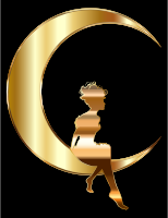 Gold Fairy Sitting On Crescent Moon