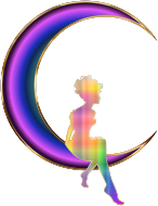 Chromatic Fairy Sitting On Crescent Moon No Background