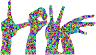 Low Poly Prismatic Love Hands Silhouette