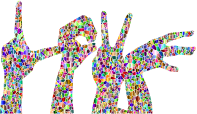Vivid Polychromatic Tiled Love Hands Silhouette