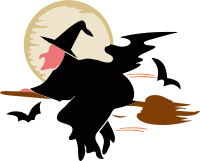 Witch over silvery moon